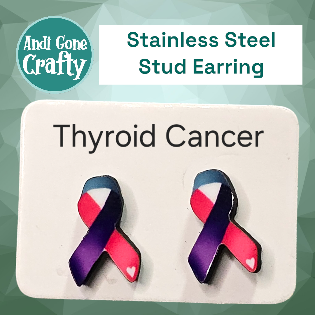 Cancer Ribbon - Stainless Steel Stud Earring