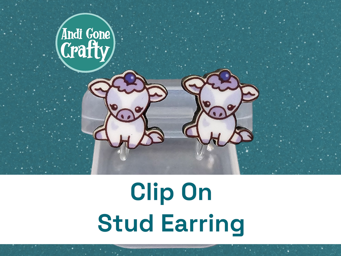 Blueberry Cow - Clip On Earring
