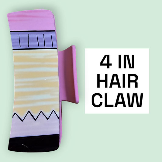 Pencil Teacher - 4in Hair Claw / Clip