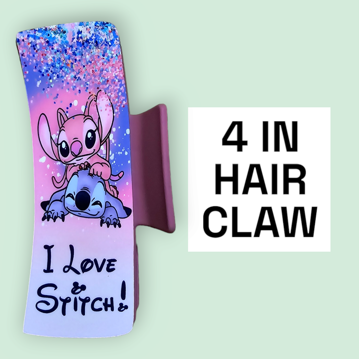 Stitch & Angel- 4in Hair Claw / Clip