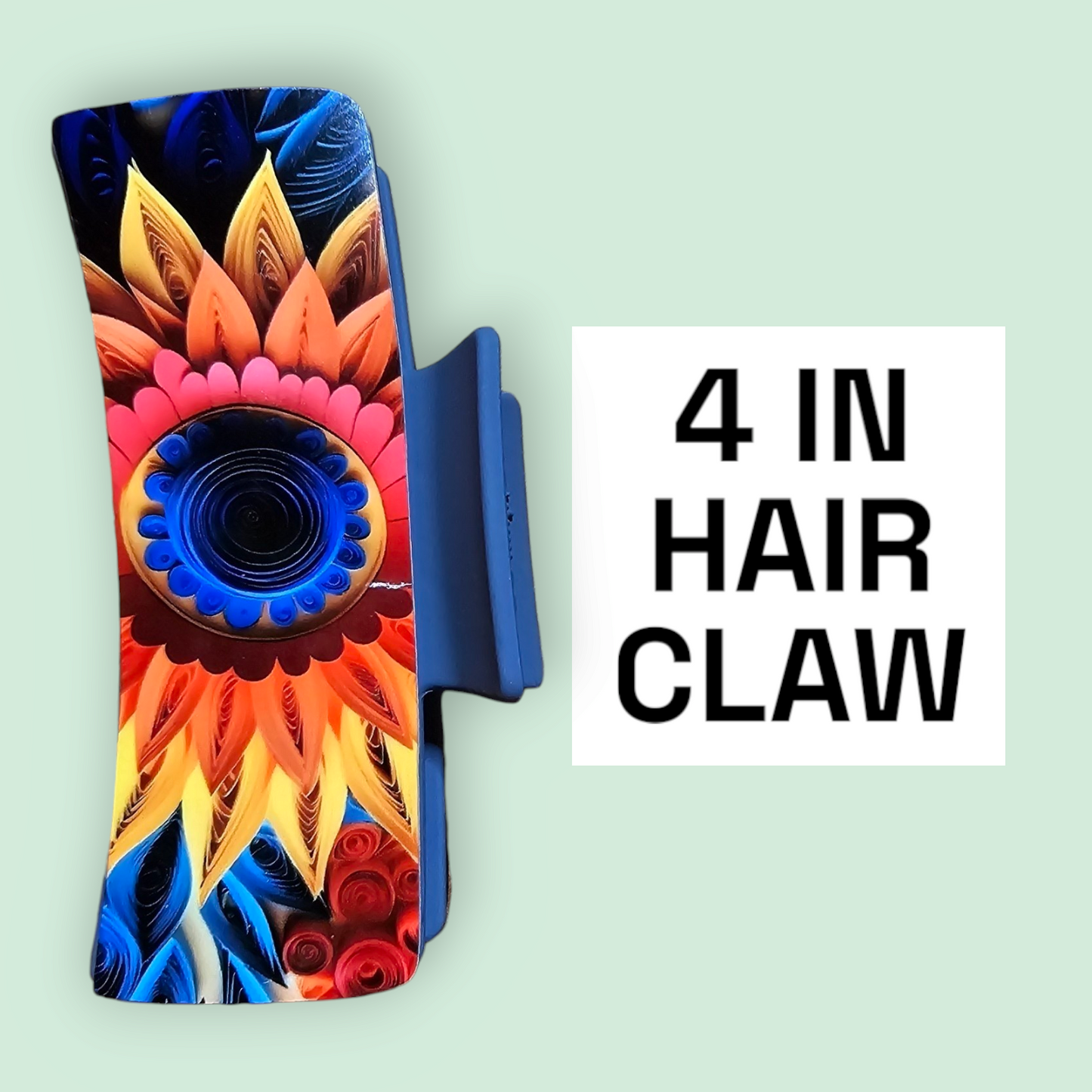 Rainbow Flower - 4in Hair Claw / Clip