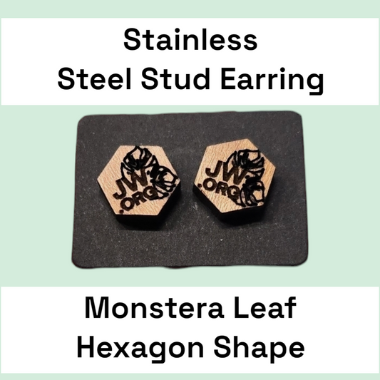 Monstera Leaf - Wood JW Earring - Stainless Steel Posts