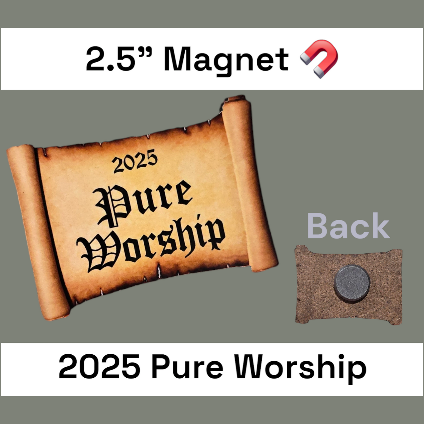 Scroll 📜 - Pure Worship - JW - Wood 2.5 in Magnet