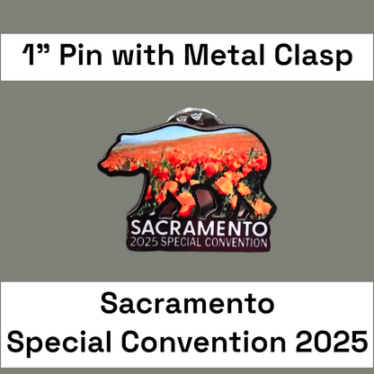 Sacramento Special Convention- California Bear with Poppies - JW - 1 in Pin