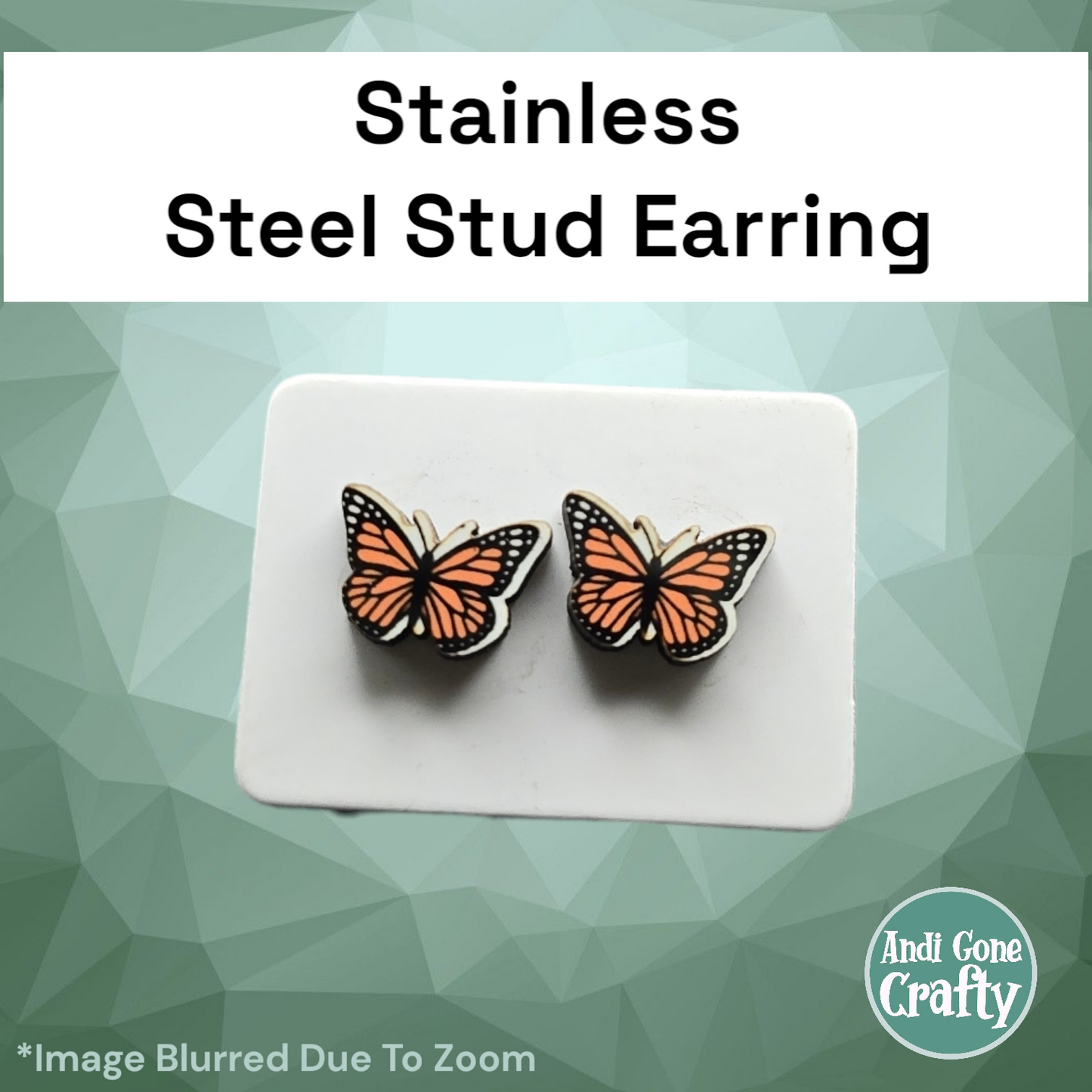 Monarch Butterfly - Stainless Steel Stud Earring