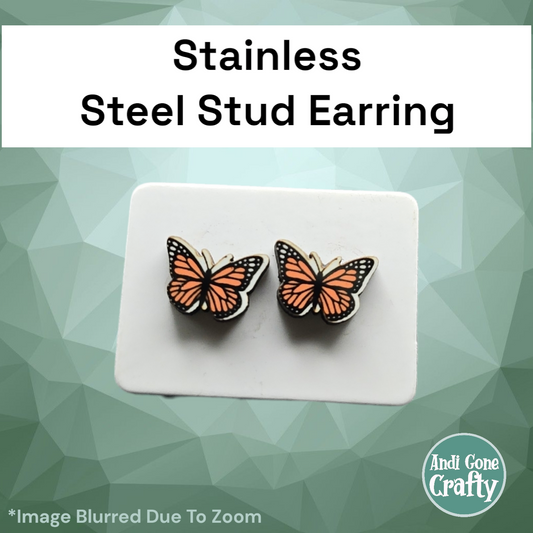 Monarch Butterfly - Stainless Steel Stud Earring