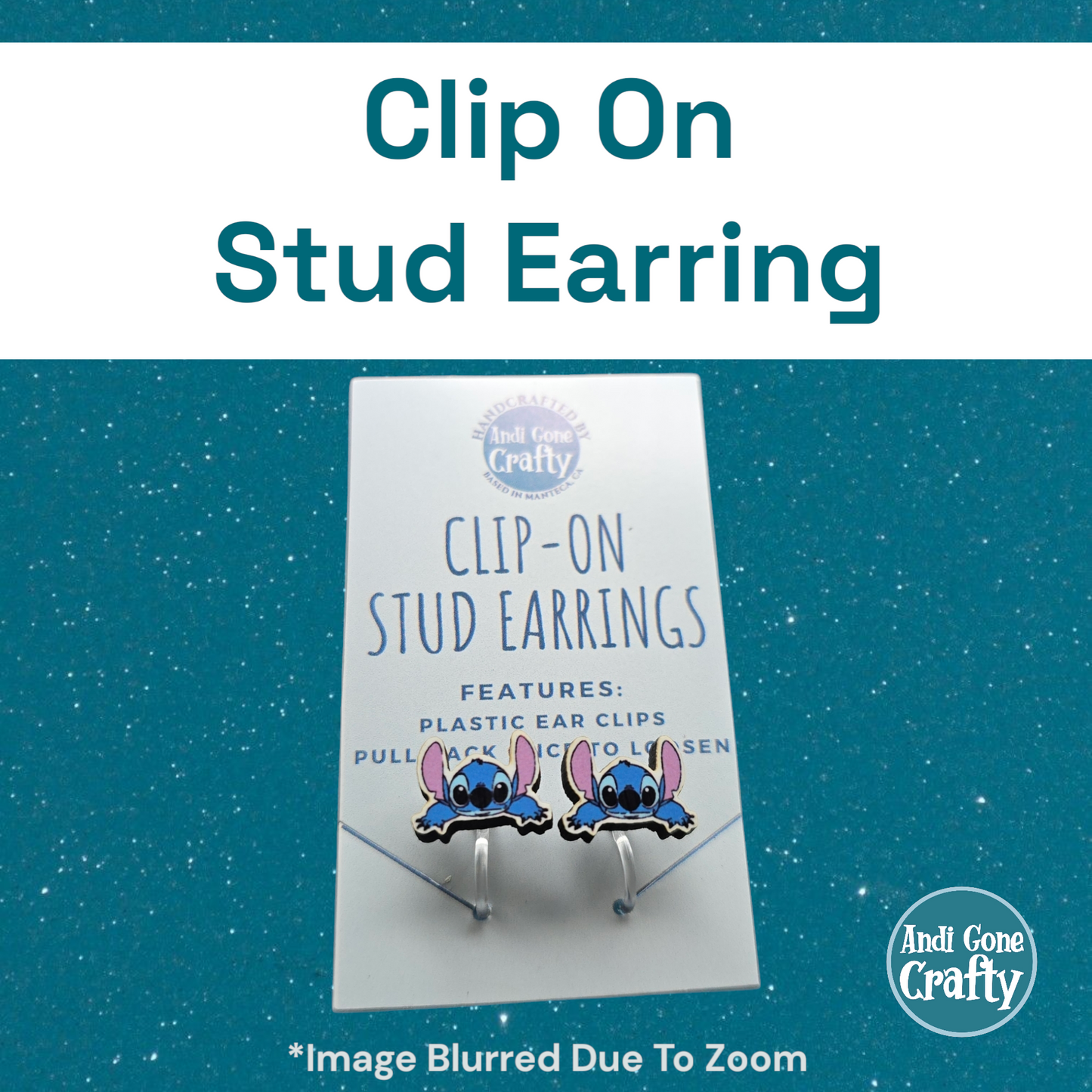 Clip On Earring - Blue Alien Head & Arms - Character