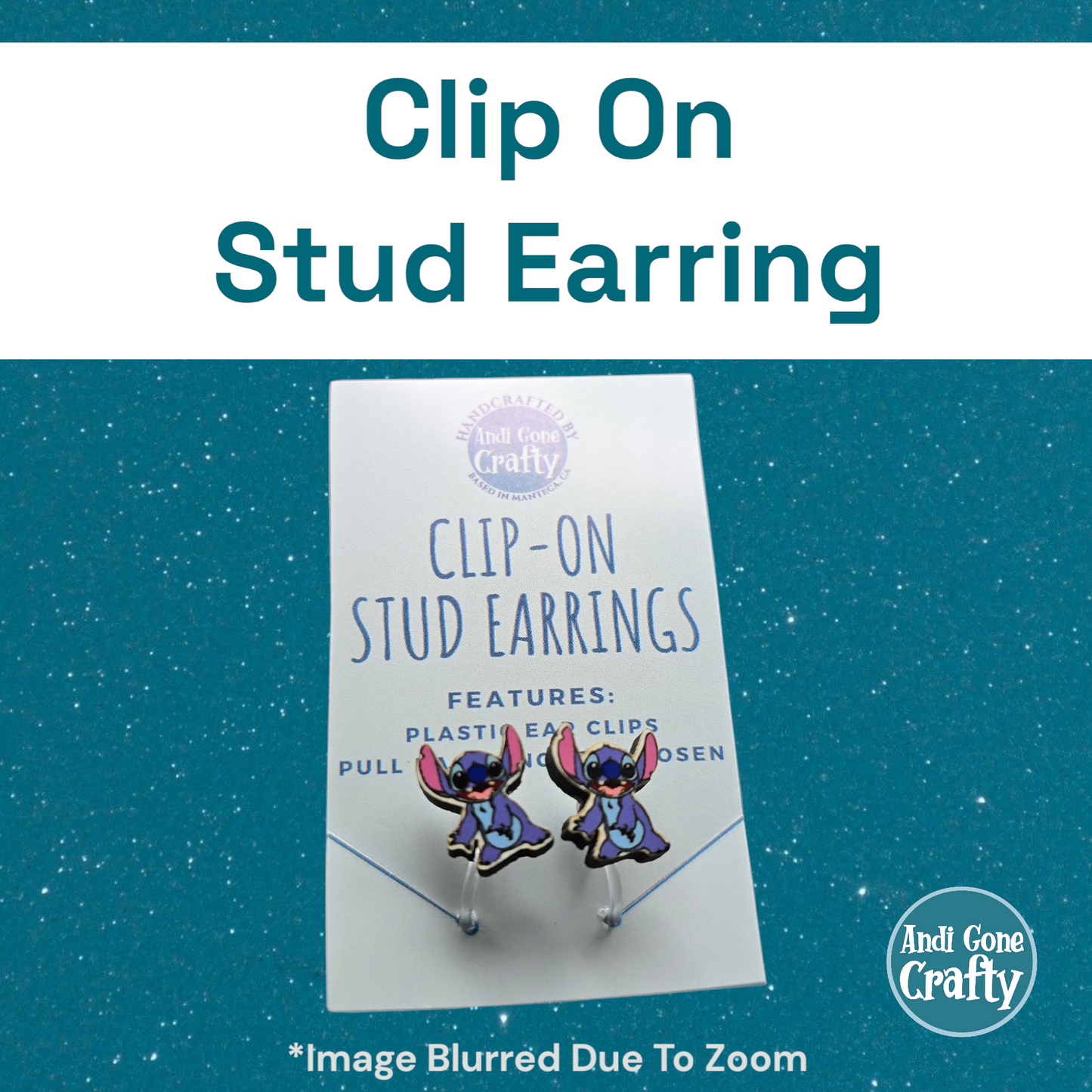 Clip On Earring Blue Alien Standing - Character