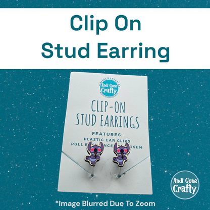 Clip On Earring - Blue Alien Heart Eyes - Character