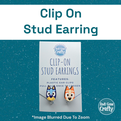 Clip On Earring Blue Dog Heads - Character