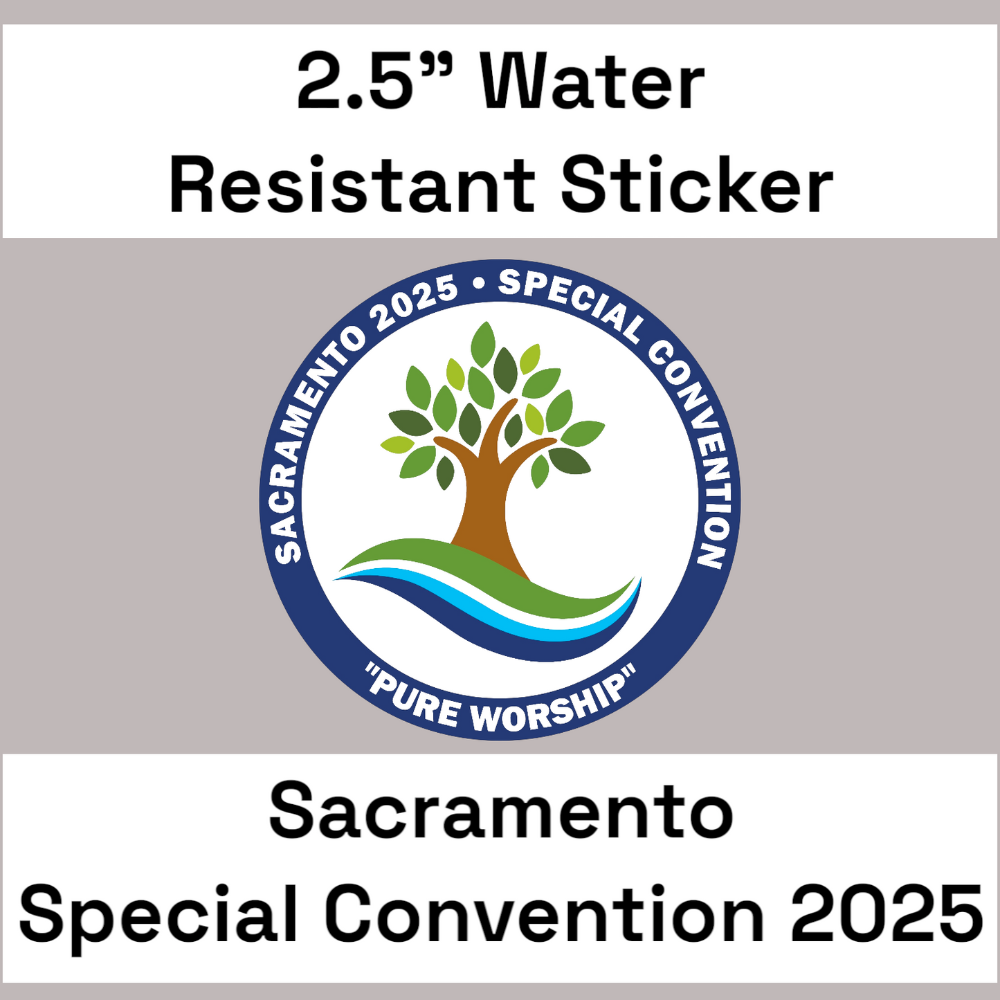 2.5" Sacramento Special Convention Tree With Circle - Water Resistant Stickers