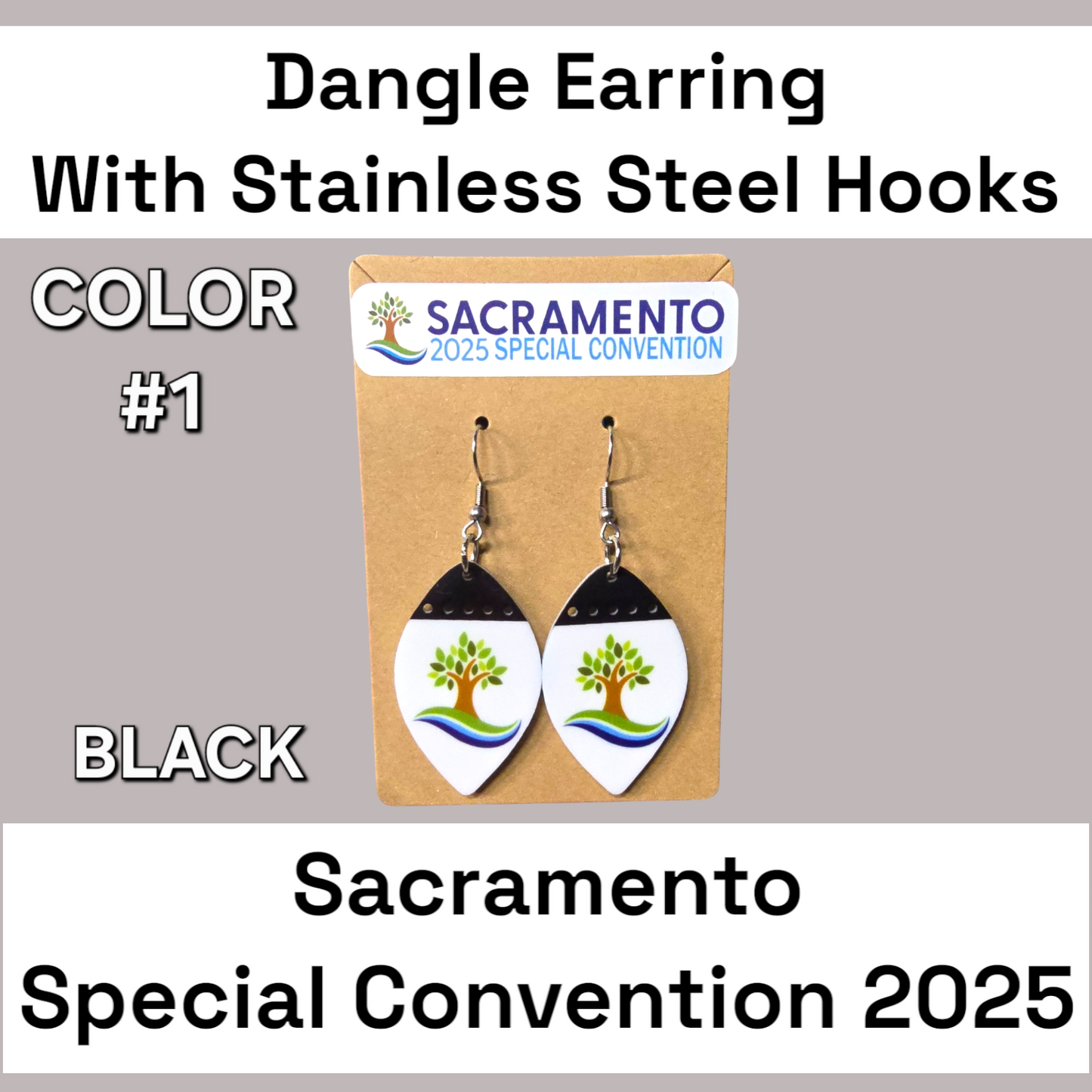 Two Tone Dangle Earrings - 2025 Sacramento Special Convention - Stainless Steel Hooks