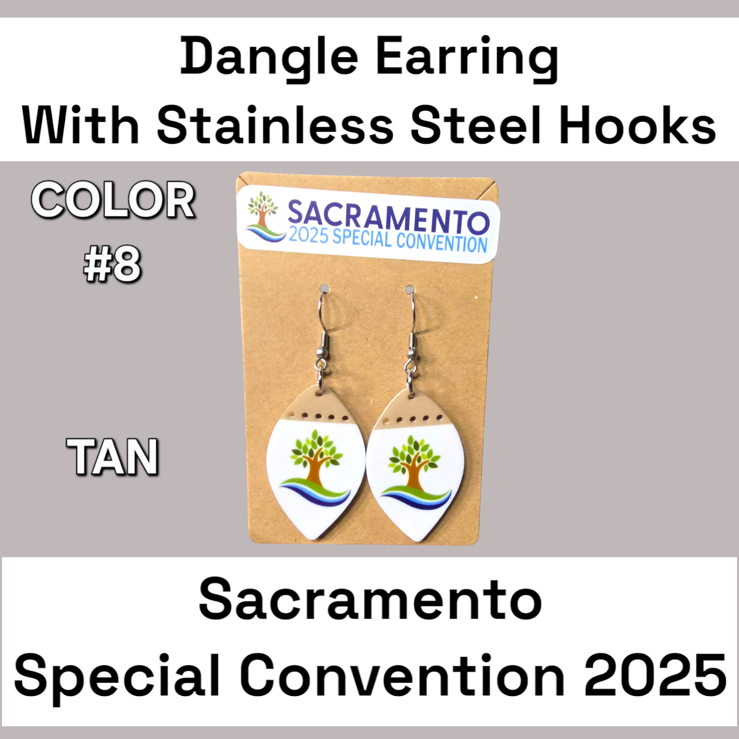 Two Tone Dangle Earrings - 2025 Sacramento Special Convention - Stainless Steel Hooks