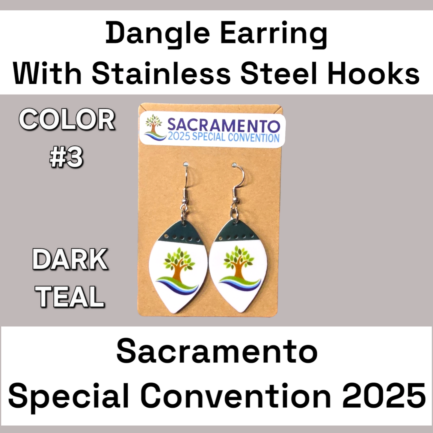 Two Tone Dangle Earrings - 2025 Sacramento Special Convention - Stainless Steel Hooks