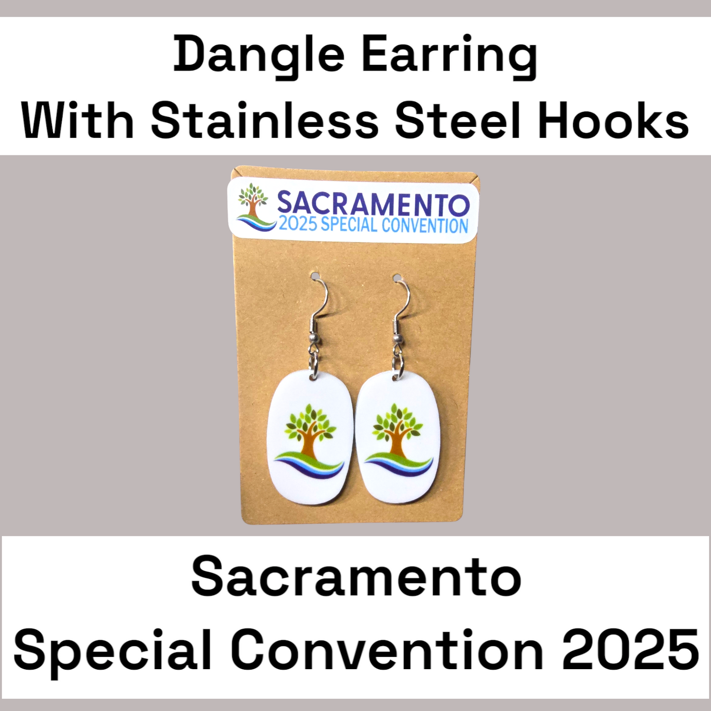 Rectangle Dangle Earrings - 2025 Sacramento Special Convention - Stainless Steel Hooks