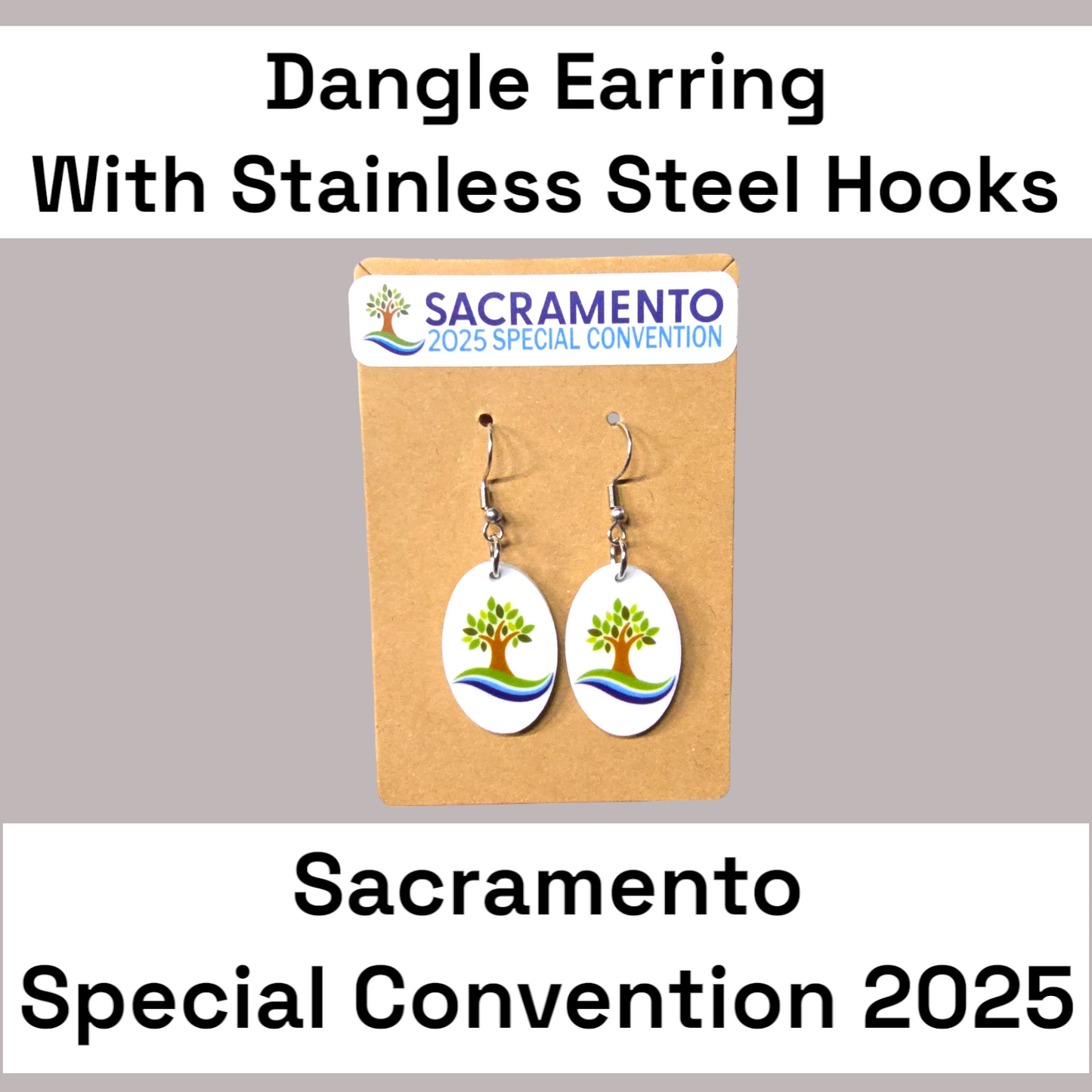 Oval Dangle Earrings - 2025 Sacramento Special Convention - Stainless Steel Hooks