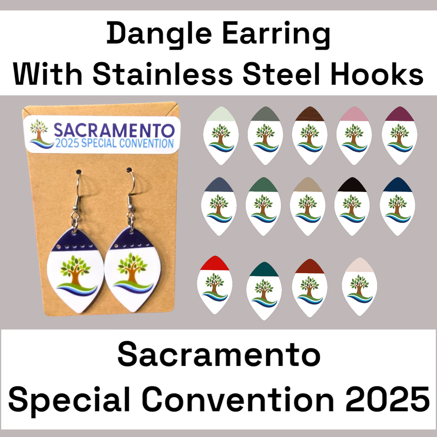 Two Tone Dangle Earrings - 2025 Sacramento Special Convention - Stainless Steel Hooks