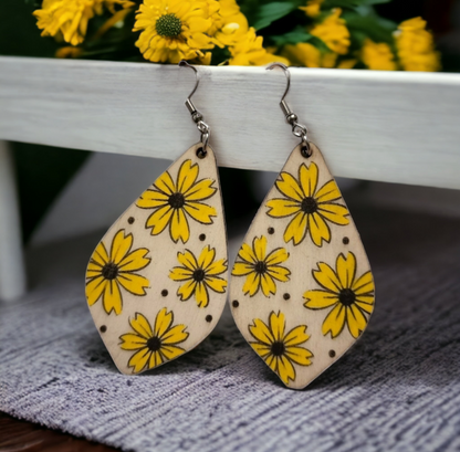 Sunflower Dots Dangle Earring Stainless Steel Hooks