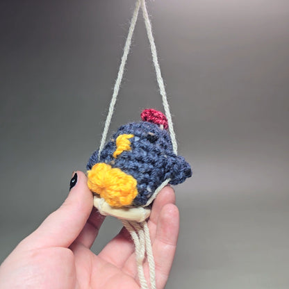 Hanging Crochet Chicken [Dark Grey Swing] by LCRoo