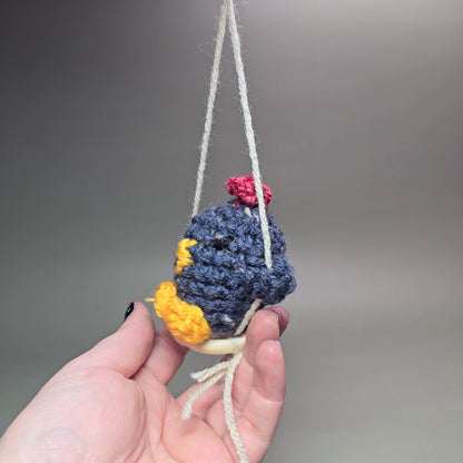 Hanging Crochet Chicken [Dark Grey Swing] by LCRoo