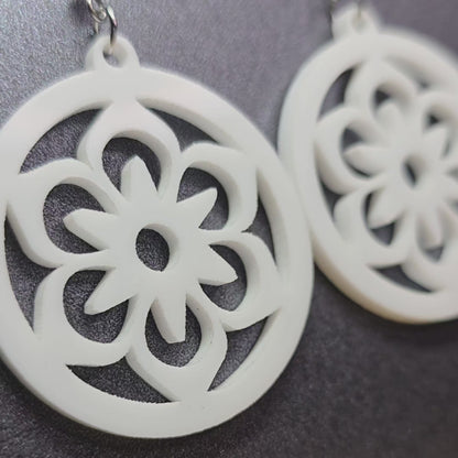 White Flower Acrylic Earrings