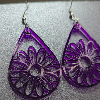 Flower - Purple Translucent Acrylic Earrings