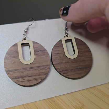 Boho Hoop [Half Walnut Wood / Maple Wood Inlay] Earrings