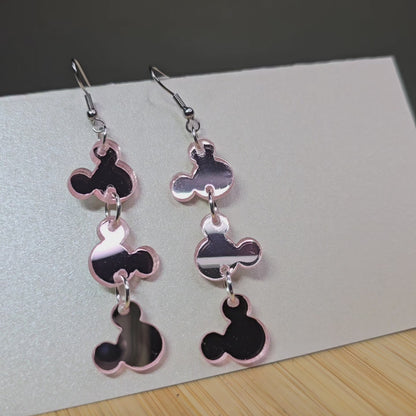 Pink Mirror Acrylic MM Tier Earrings