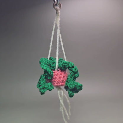 Hanging Crochet Plants [Terra Cotta Pot w/ Dark Green] by LCRoo