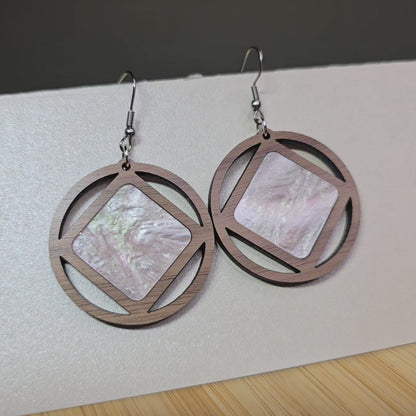 Wood Mirror [Light Pink Pearl Acrylic Acrylic Inlay] Earrings