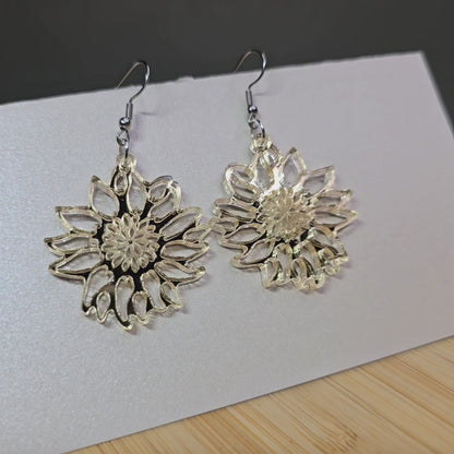 Sunflower - Gold Mirror Acrylic Earrings