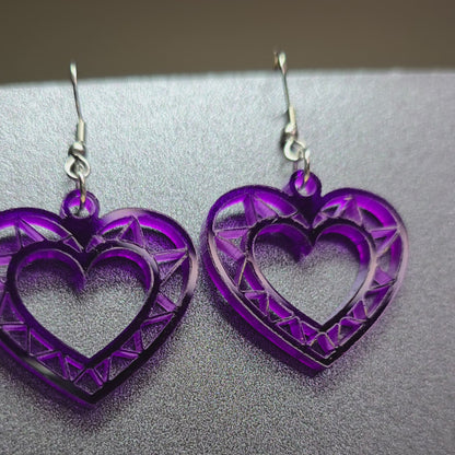 Heart - Purple Translucent Acrylic Earrings