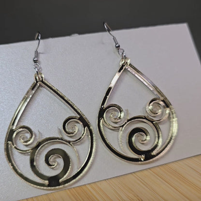 MM Swirl Gold Mirror Acrylic Earrings