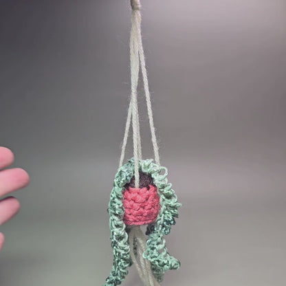 Hanging Crochet Plants [Terra Cotta Pot w/ Light Green] by LCRoo