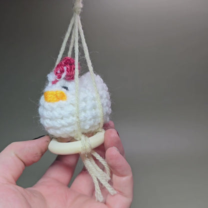 Hanging Crochet Chicken [White Nesting] by LCRoo