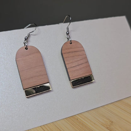 Half Wood Arch Tall [Gold Mirror Acrylic Inlay] Earrings