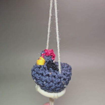 Hanging Crochet Chicken [Dark Grey Nesting] by LCRoo