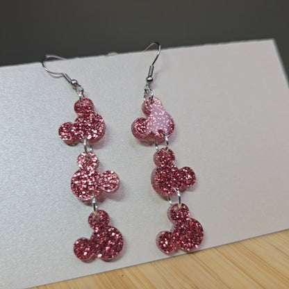 Pink Glitter Acrylic MM Tier Earrings