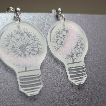 Daffodil Light Bulb - Clear Frosted Acrylic Earrings