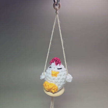 Hanging Crochet Chicken [White Swing] by LCRoo