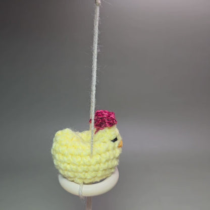 Hanging Crochet Chicken [Yellow Nesting] by LCRoo