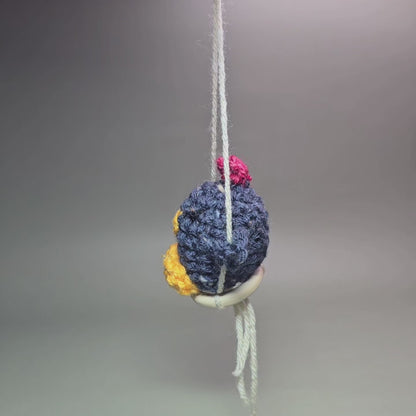 Hanging Crochet Chicken [Dark Grey Swing] by LCRoo