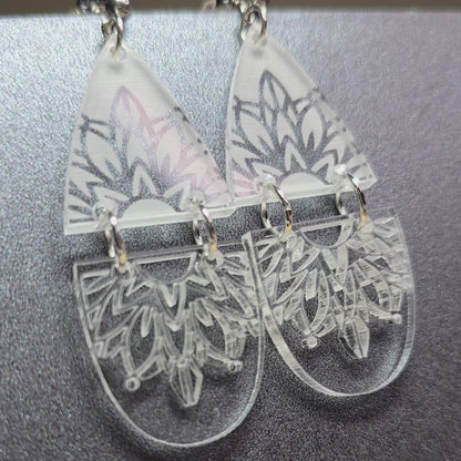 Tear Drop - Clear Frosted Acrylic Earrings