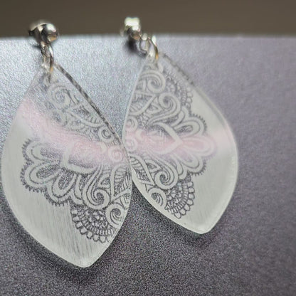 Mandala - Clear Frosted Acrylic Earrings