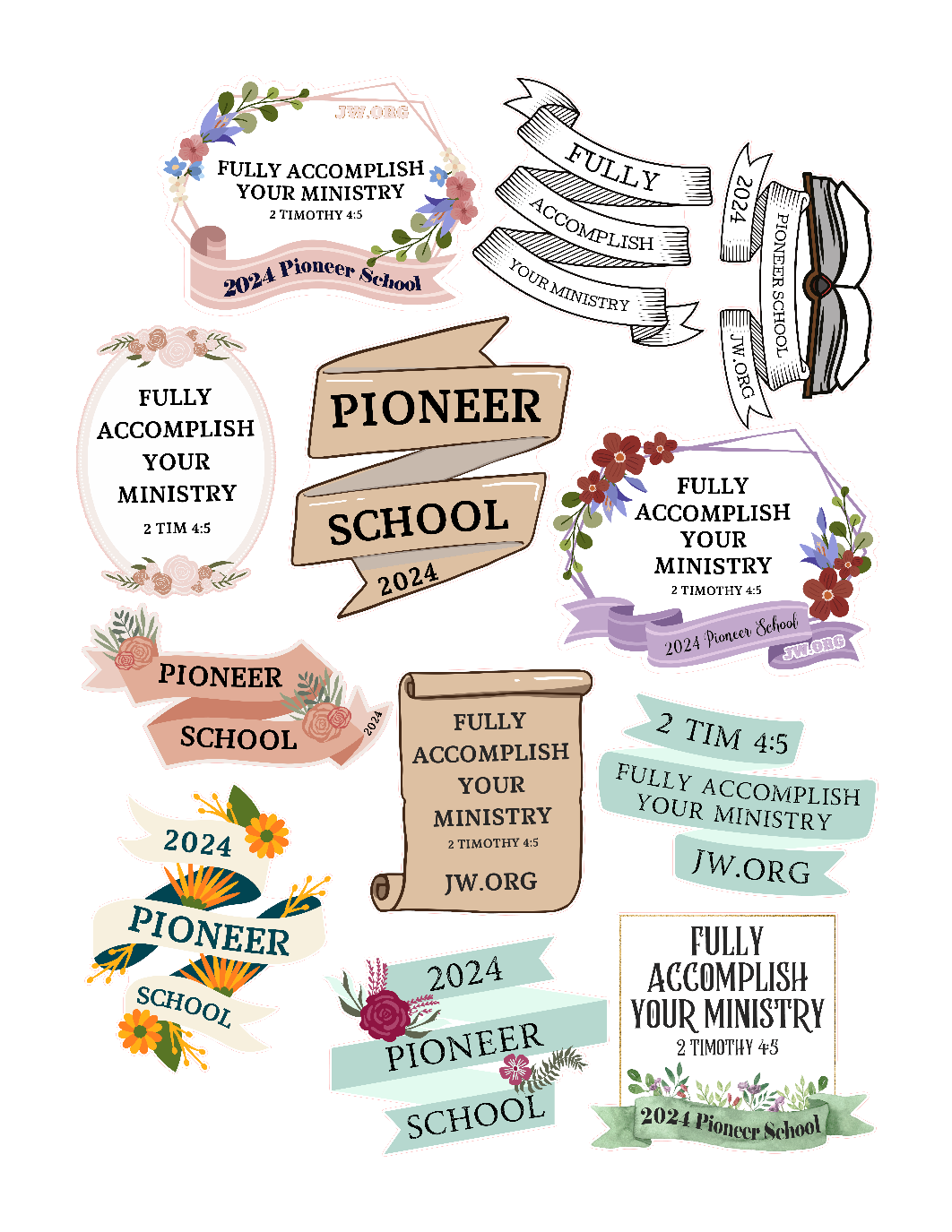 Pioneer School Water Resistant Stickers (12 Variety Pack)