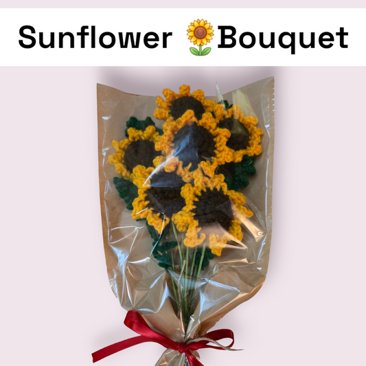 Everlasting Sunflower Crochet Bouquet by LCRoo (6 Stems)