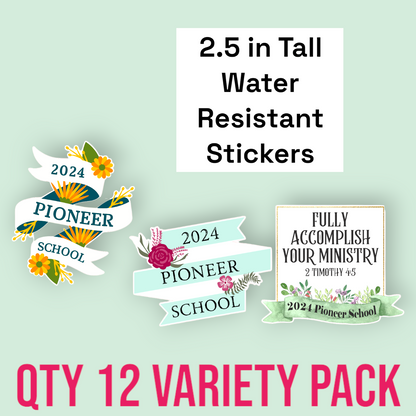 Pioneer School Water Resistant Stickers (12 Variety Pack)