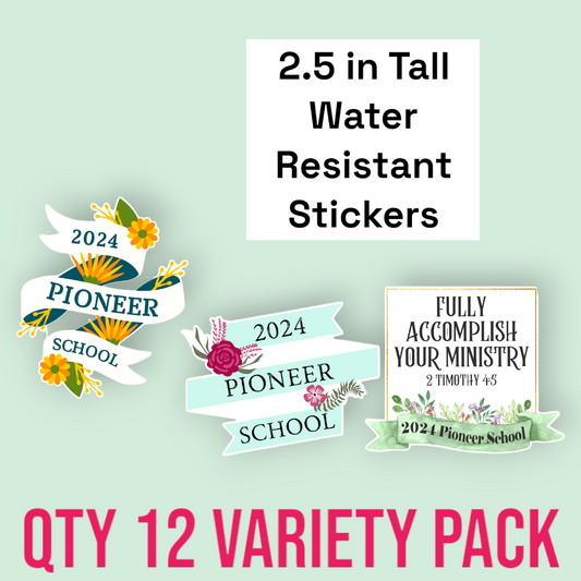 Pioneer School Water Resistant Stickers (12 Variety Pack)