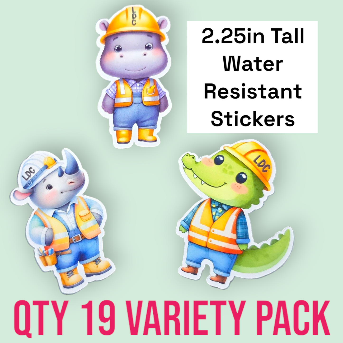 2.25" LDC Project Water Resistant Stickers (19 Variety Pack) - Animals